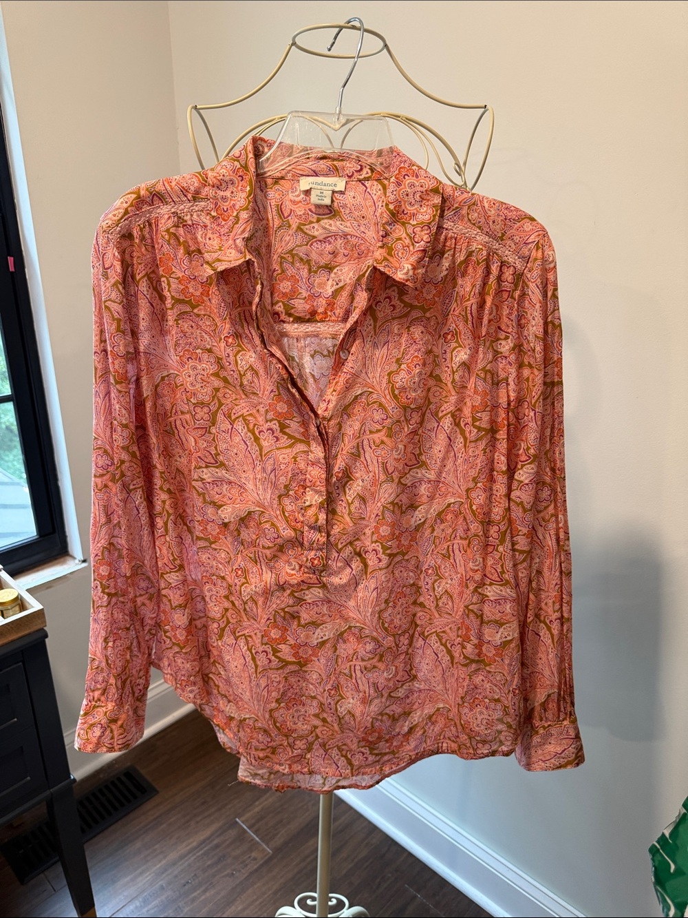 Sundance Pink Paisley Button-Down Blouse
